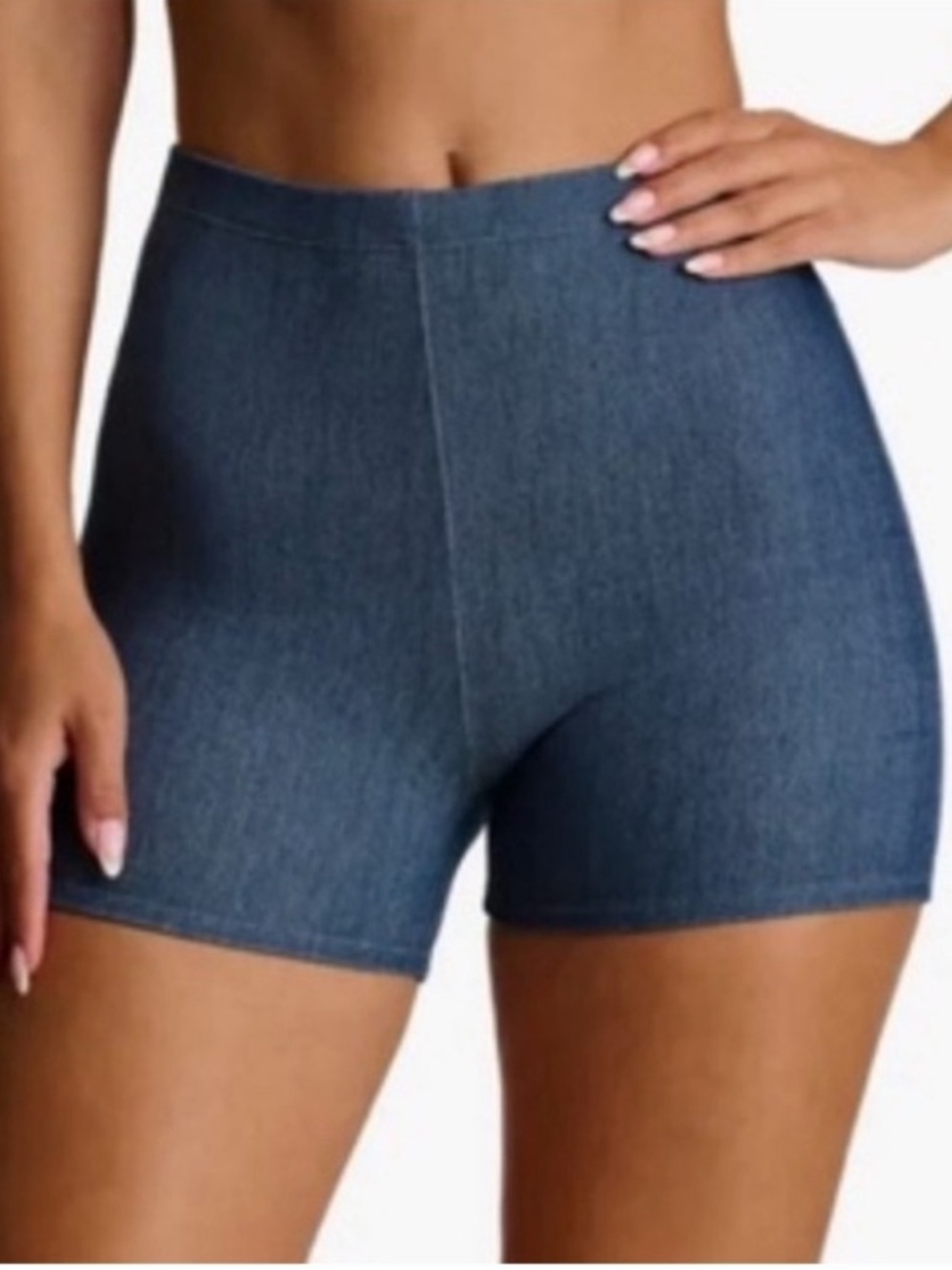 NAKED WARDROBE Shorts NWT High Waisted Flattering Stretchy Blue 3” Inseam Size M